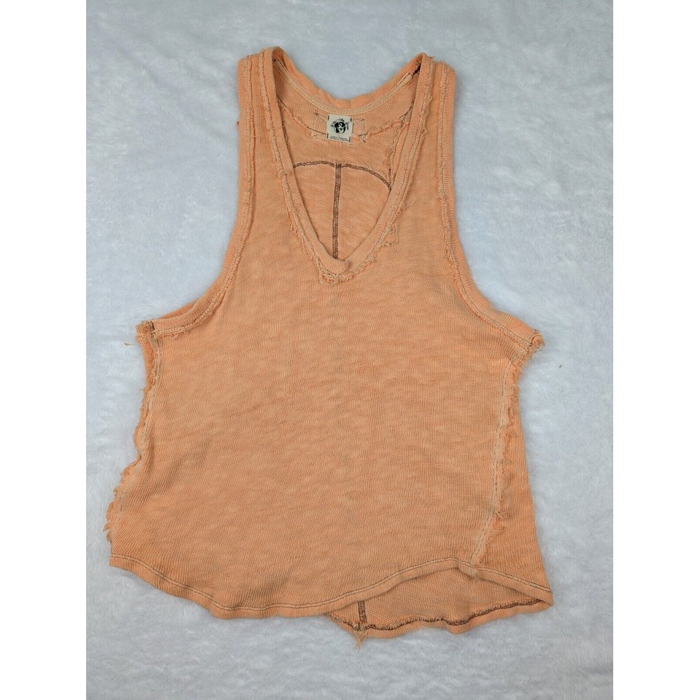 We The Free Peach Orange Distressed Tank Top